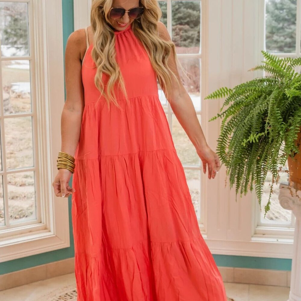 NWOT GAP Goddess Cruise Dress Small peach layered Cotton Chiffon never worn